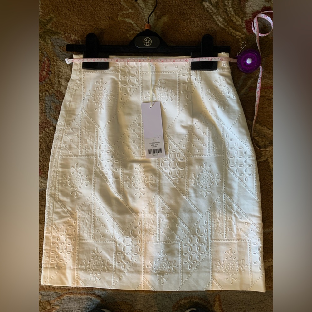 Embroidered White Eyelet Pencil Skirt - Women